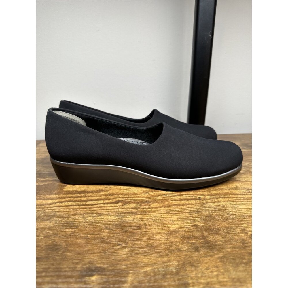 SAS Shoes Womens 9.5M Black Bliss Slip On Wedge Tripad Comfort Stretch Fabric